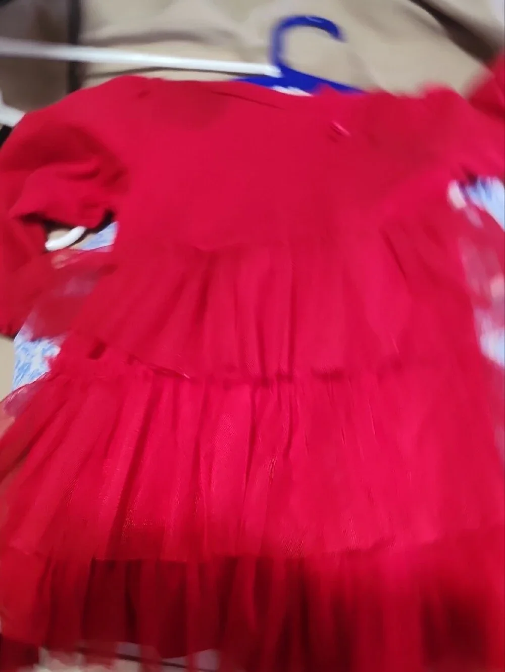 Kids Red Layered Tulle Dress - 1 Blue Onsiie Jean Jumper Blue Items 9 Mo Red 6>9